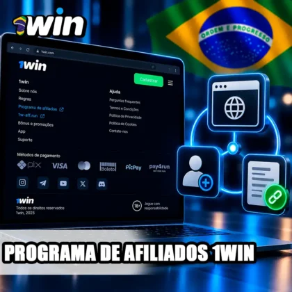 Programa de afiliados em notebook com esquema de site, parceiro e informações da parceria.