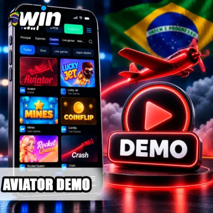 Cartão do Aviator no celular com símbolo de demonstração, sem valores de apostas reais.