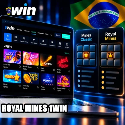 Catálogo da 1win com Mines Classic e cartão comparativo para analisar Royal Mines.