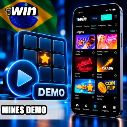 Cartão Mines Classic no celular com símbolo DEMO para verificar o modo gratuito.